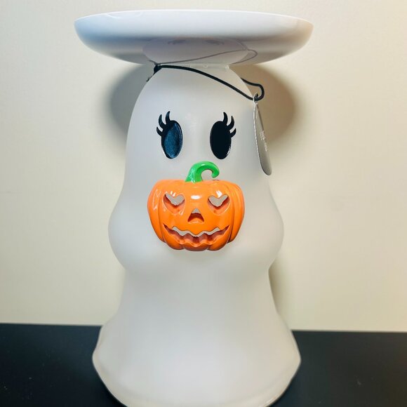 Bath & Body Works Halloween Light Up Ghost 3-Wick Pedestal Candle Holder NWT - Picture 3 of 8